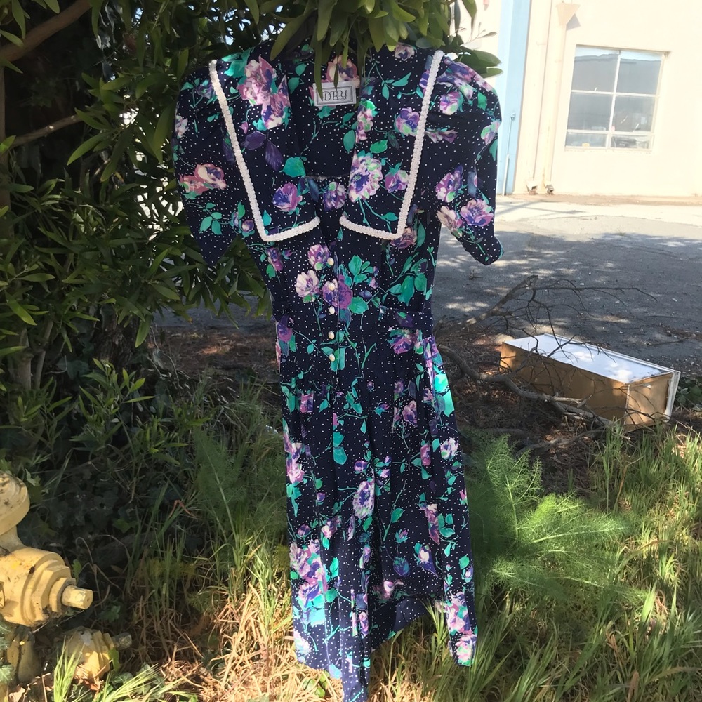 Vintage 80s dress drop waist Sz small- med